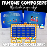 Music Composers Jeopardy Game - Composer Music History Trivia PDF